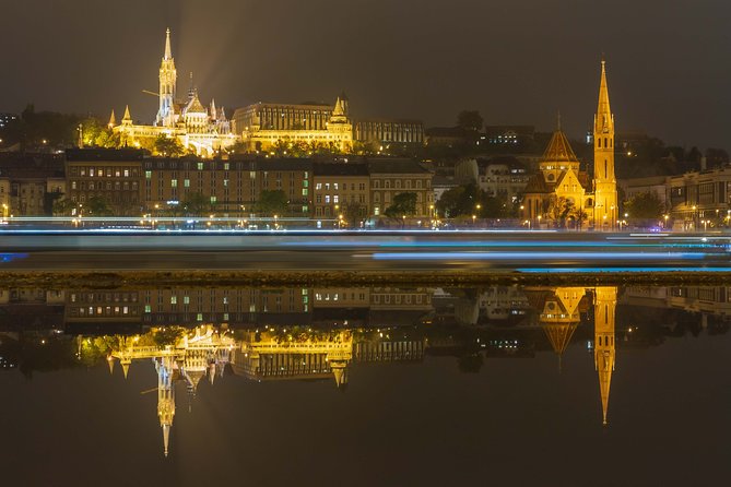 Budapest by night - private driving tour - Fisherman’s Bastion turns the city into a night postcard