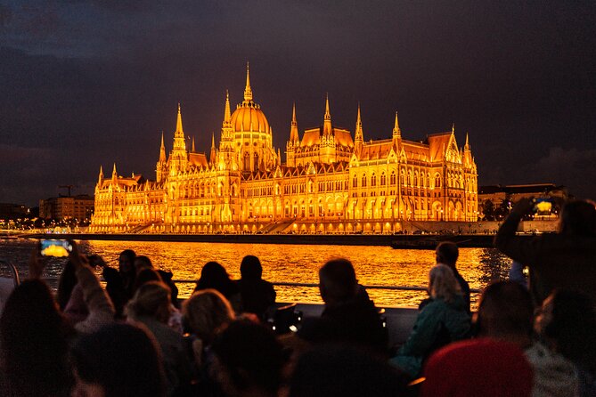 Budapest Danube River Sightseeing Night Cruise with Drink - Liberty Bridge and Elizabeth Bridge from the water