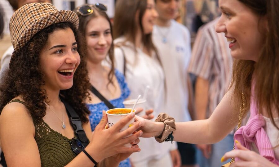 Budapest: Guided Food Tour with Wine, Beer, and Shots - The first tastes: soup and lángos