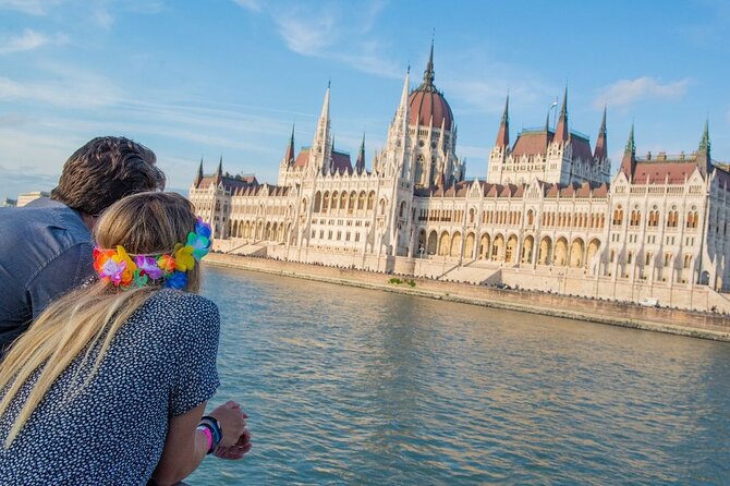 Budapest Sip and Sail Danube Cruise with Unlimited Prosecco - Parliament, Buda Castle, and Chain Bridge from the water